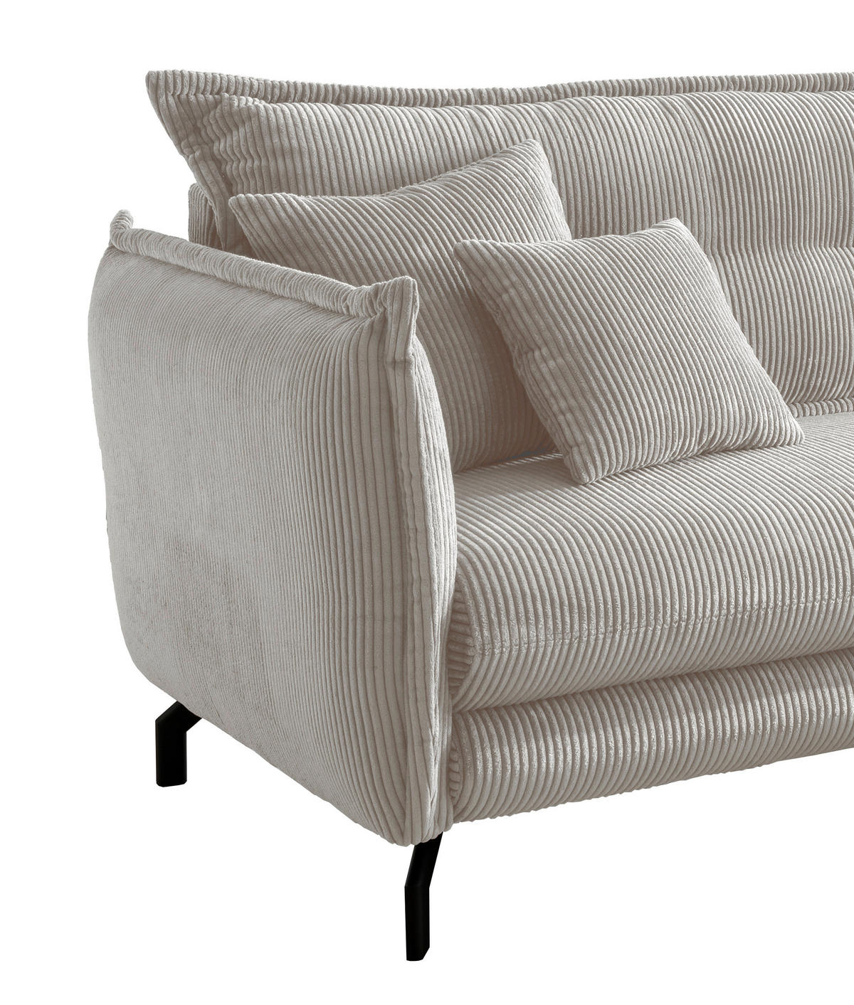 ECKSOFA in Cord Silberfarben  255/180 cm  - Silberfarben/Schwarz, MODERN, Textil/Metall (255/180cm) - Livetastic