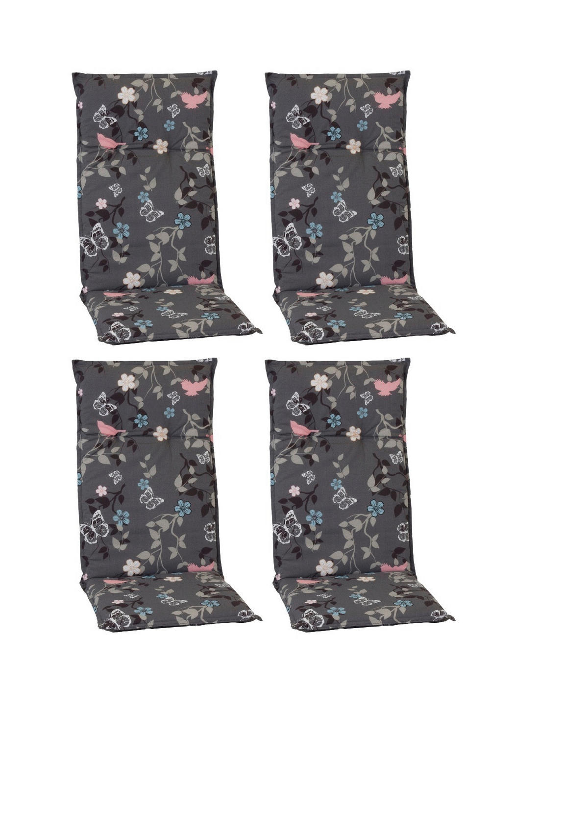SESSELAUFLAGENSET in Grau, Rosa Vogel  - Rosa/Grau, Basics, Textil (118/50/6cm) - Gardenson
