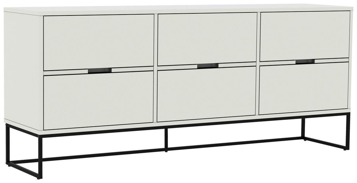 SIDEBOARD Lipp  in 176/76/43 cm  - Schwarz/Weiß, Design, Holzwerkstoff/Metall (176/76/43cm)