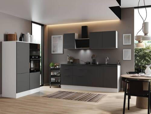 KÜCHENBLOCK 340 cm   in Grau, Weiß  - Weiß/Grau, LIFESTYLE, Holzwerkstoff/Metall (340cm) - Respekta