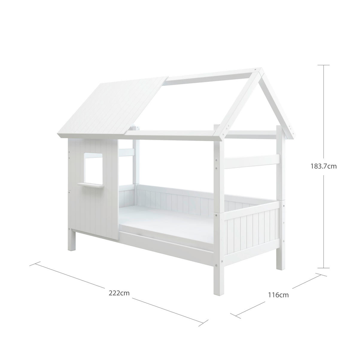 HAUSBETT 90/200 cm,  in Weiß, Rollrost  - Weiß, MODERN, Holz (90/200cm) - Chameo