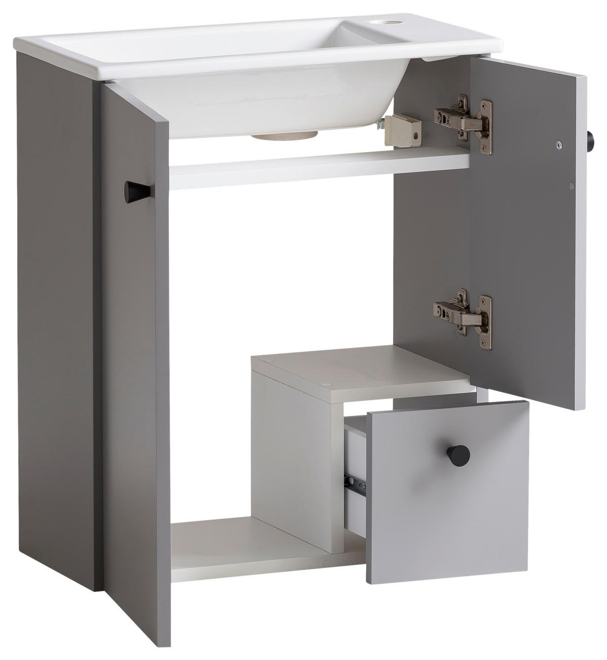 WASCHTISCHKOMBI  - Weiß Hochglanz/Schwarz, MODERN, Keramik/Holzwerkstoff (50/60/25cm) - MID.YOU