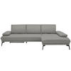 ECKSOFA in Echtleder Grau  - Schwarz/Grau, Design, Leder/Metall (273/187cm) - Celina Home