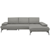 ECKSOFA in Echtleder Grau  273/187 cm  - Schwarz/Grau, Design, Leder/Metall (273/187cm) - Celina Home