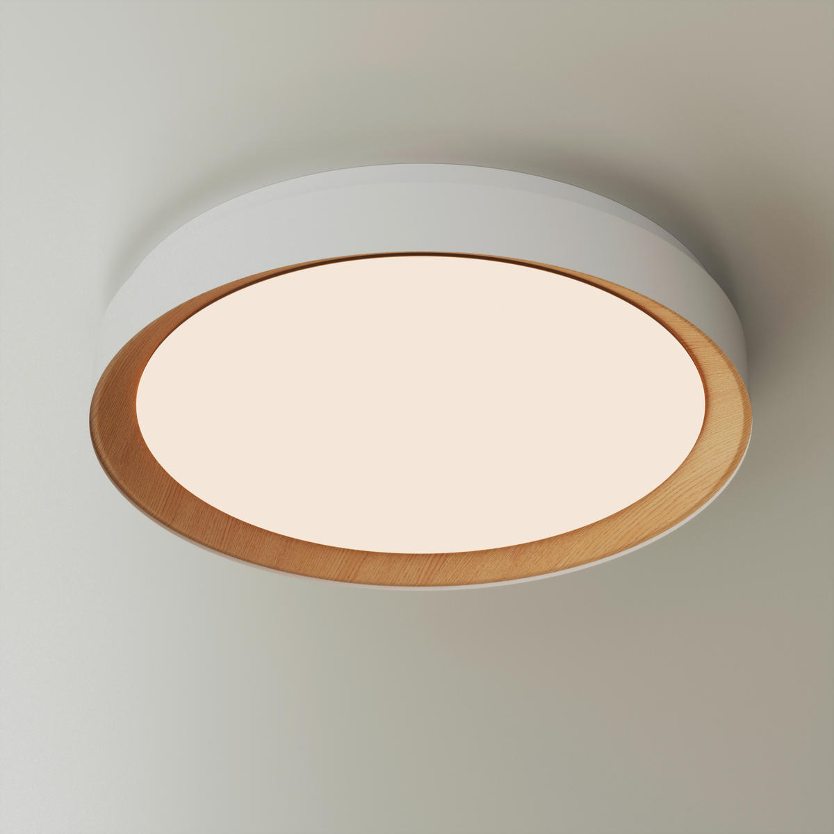 LED-DECKENLEUCHTE Nashville 48/8 cm   - Weiß/Sonoma Eiche, Basics, Kunststoff/Metall (48/8cm) - Novel