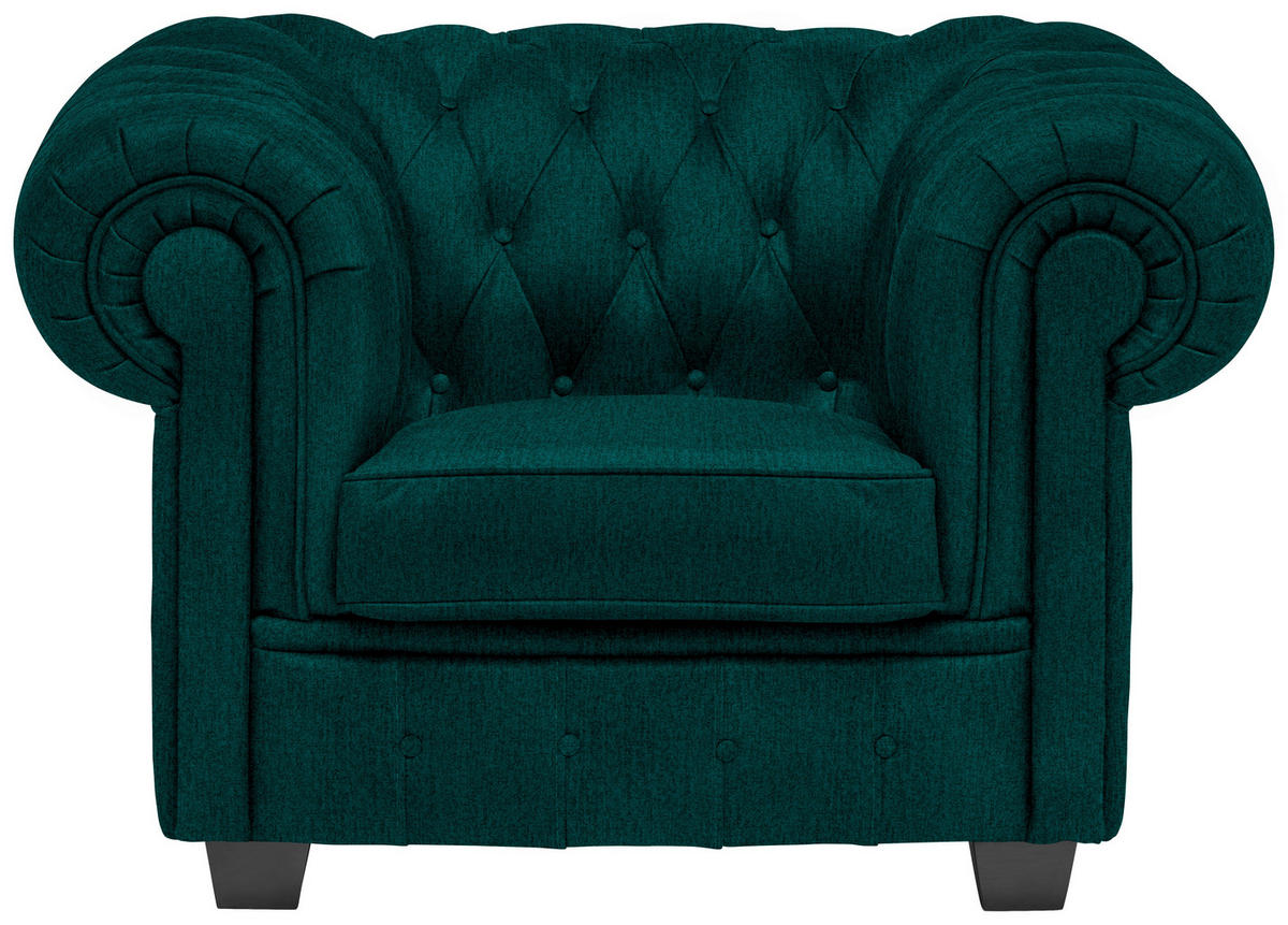 CHESTERFIELD-SESSEL in Webstoff Waldgrün  - Waldgrün/Wengefarben, Lifestyle, Holz/Textil (115/76,5/96cm) - Landscape