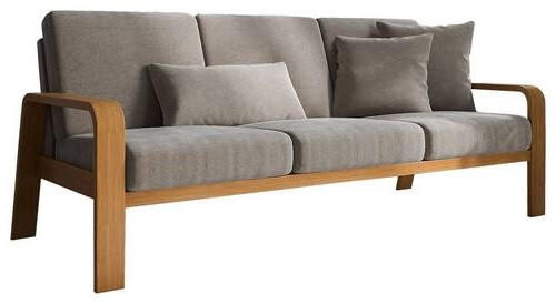 3-SITZER-SOFA Mikrofaser Cappuccino  - Eichefarben/Cappuccino, KONVENTIONELL, Holz/Textil (200/91/93cm) - Cantus