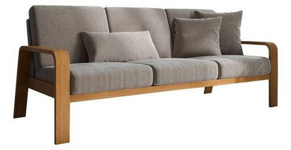 3-SITZER-SOFA Mikrofaser Cappuccino  - Eichefarben/Cappuccino, KONVENTIONELL, Holz/Textil (200/91/93cm) - Cantus