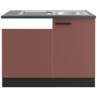 SPÜLENUNTERSCHRANK 110/84,8/60 cm  in Rotbraun  - Rotbraun/Anthrazit, Basics, Holzwerkstoff/Metall (110/84,8/60cm) - Optifit