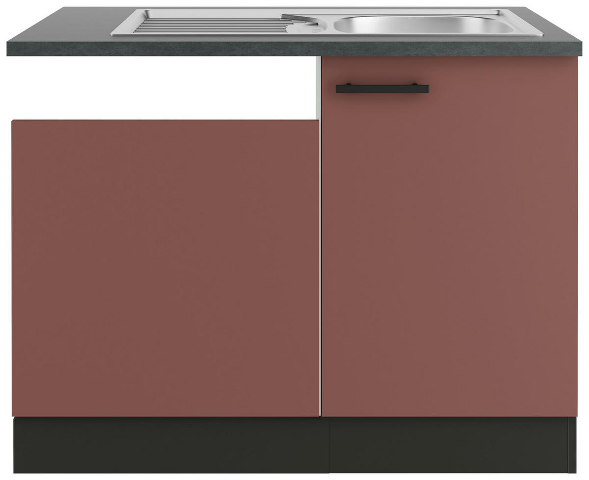 SPÜLENUNTERSCHRANK 110/84,8/60 cm  in Rotbraun  - Rotbraun/Anthrazit, Basics, Holzwerkstoff/Metall (110/84,8/60cm) - Optifit