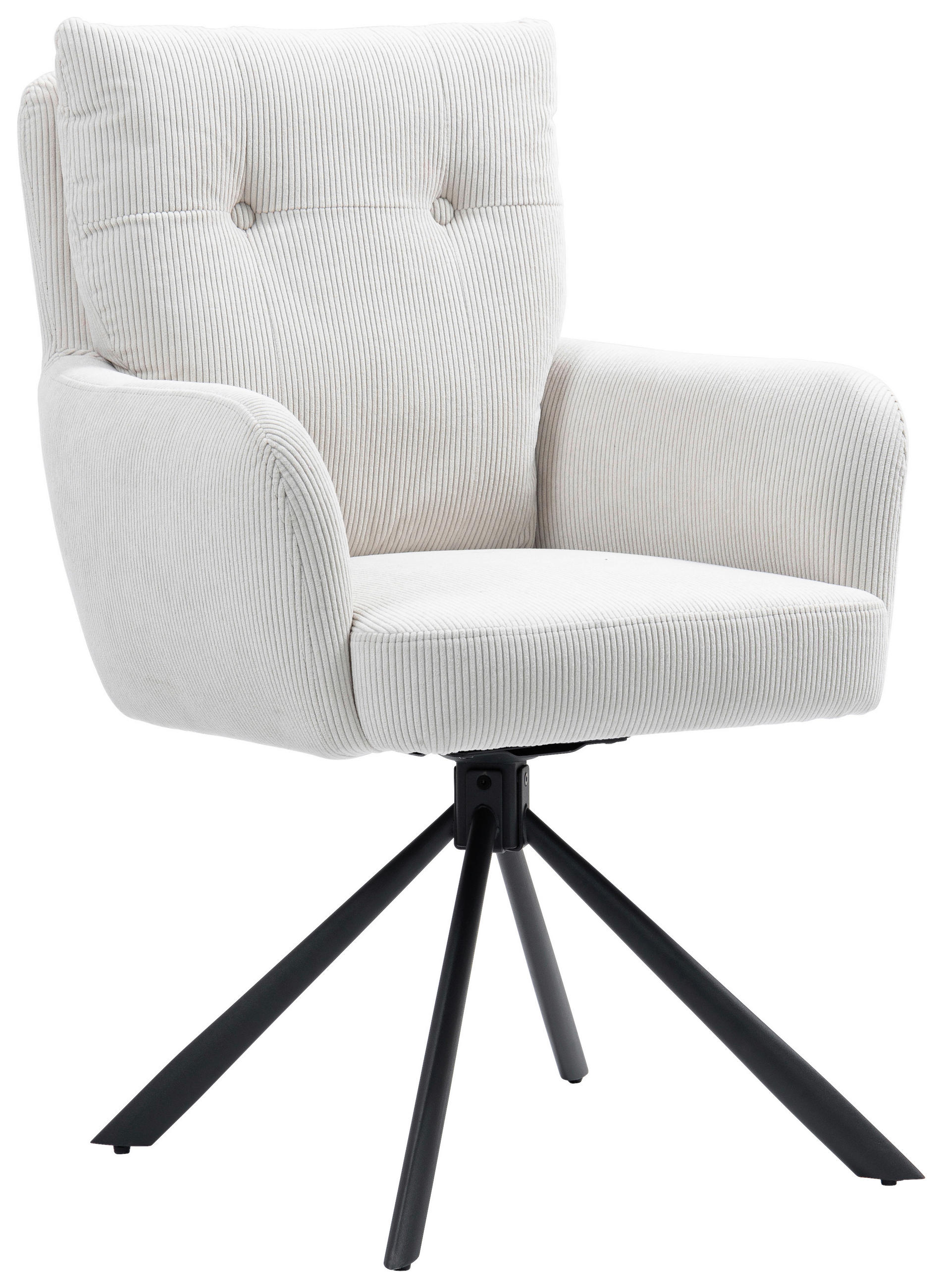 ARMLEHNSTUHL  in Eisen Cord  - Creme/Schwarz, KONVENTIONELL, Textil/Metall (60/95/67cm) - MID.YOU