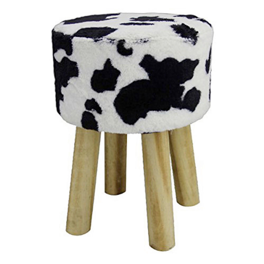 HOCKER Plüsch Schwarz, Weiß  - Schwarz/Weiß, Design, Holz/Textil (28/40/28cm) - Echtwerk
