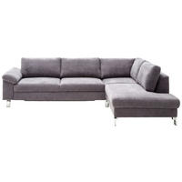 ECKSOFA in Velours Grau  - Chromfarben/Grau, Design, Textil/Metall (281/200cm) - Hom`in