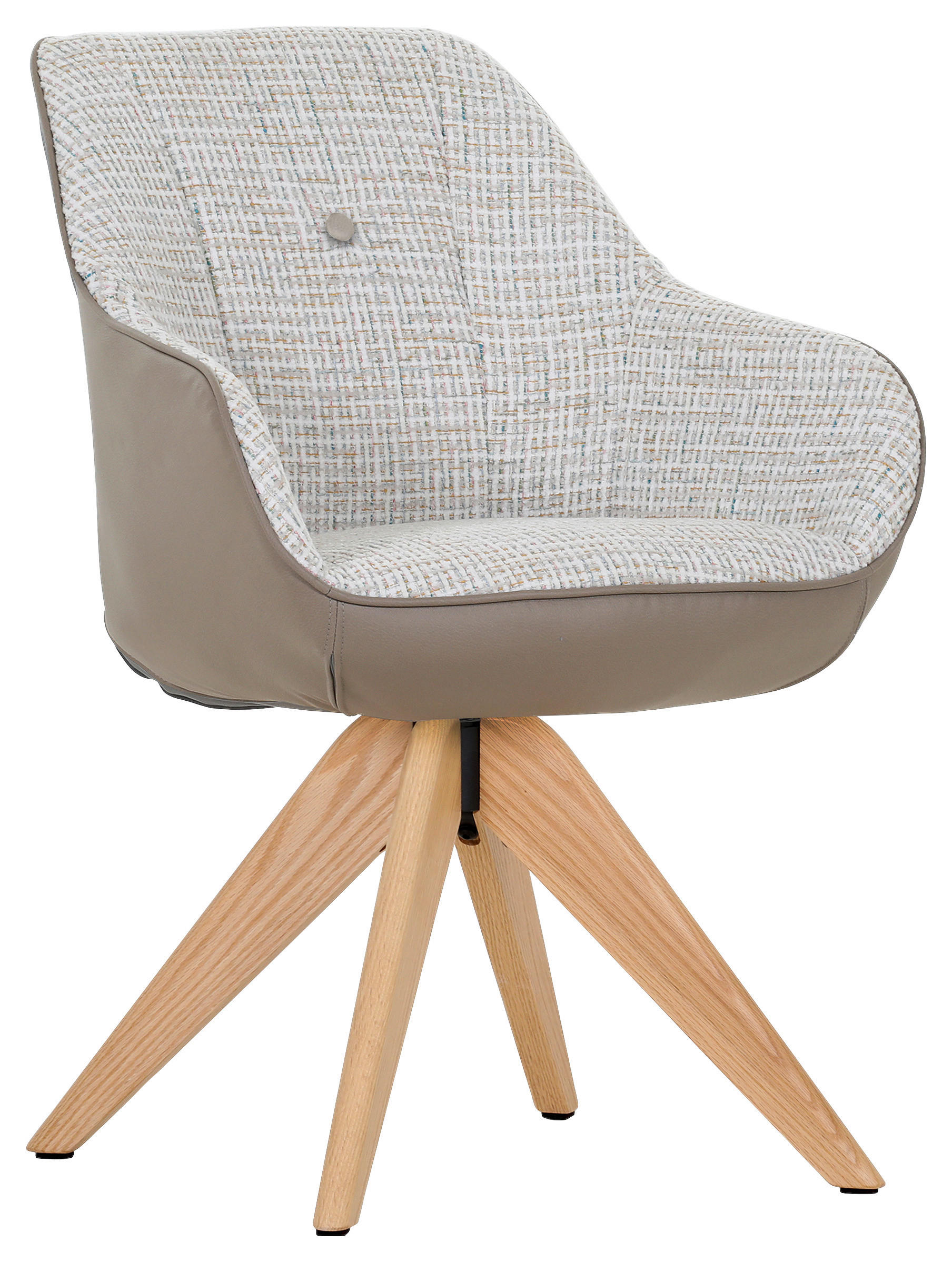 ARMLEHNSTUHL  in Chenille, Lederlook  - Taupe/Eichefarben, MODERN, Holz/Textil (60/83/65cm) - Novel