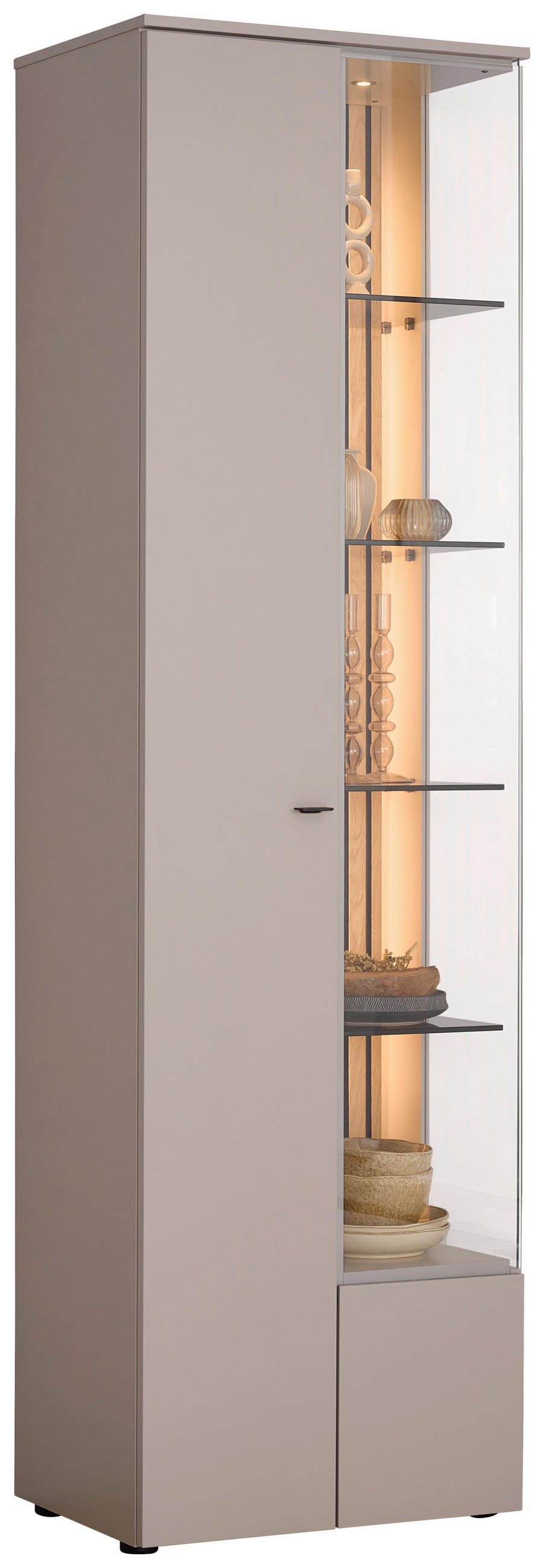 VITRINE Eichefarben, Seidengrau  60/208/43 cm  - Eichefarben/Anthrazit, Design, Glas/Holz (60/208/43cm) - Venjakob