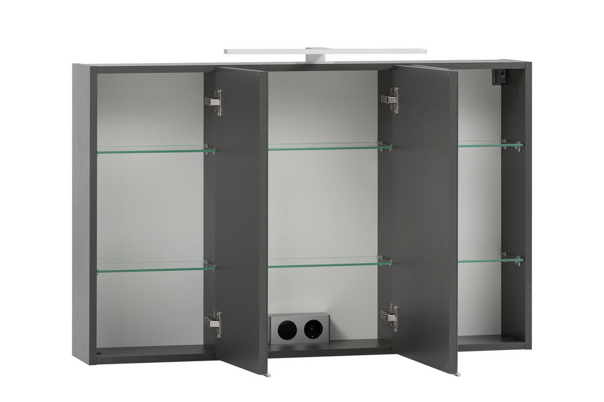 SPIEGELSCHRANK 100/64/20 cm  - Graphitfarben, Natur, Holzwerkstoff (100/64/20cm) - Xora