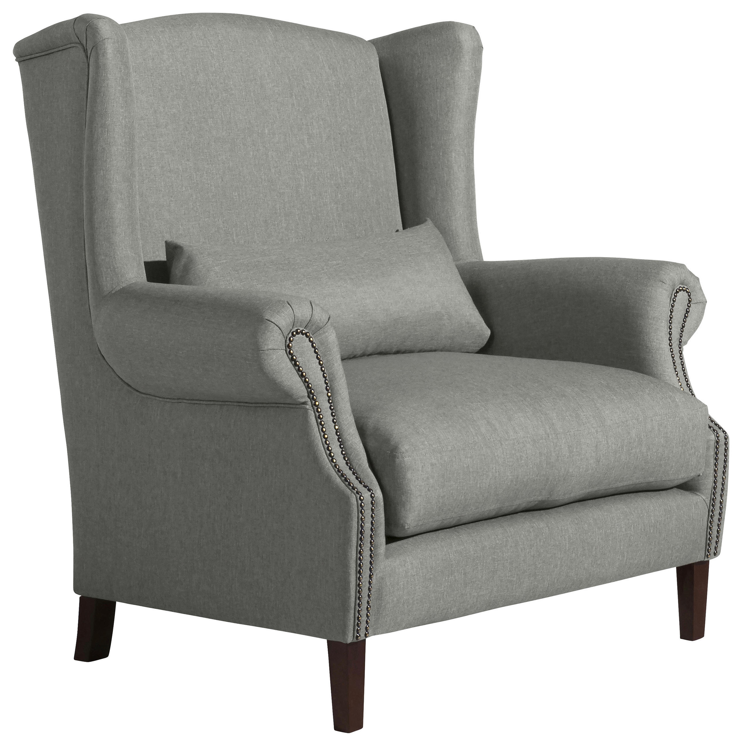 OHRENSESSEL Flachgewebe Hellgrau    - Nussbaumfarben/Hellgrau, Design, Holz/Textil (114/112/94cm) - Max Winzer