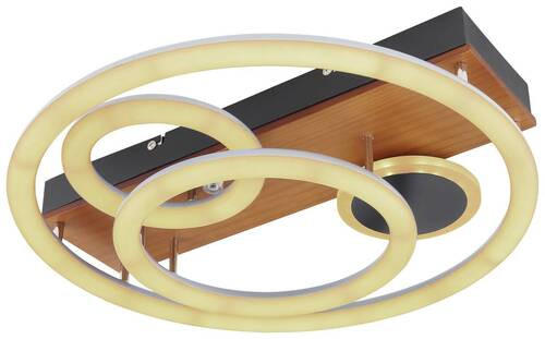 LED-DECKENLEUCHTE 48/11 cm   - Opal/Schwarz, Design, Holz/Kunststoff (48/11cm) - Globo