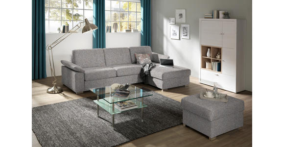 ECKSOFA in Flachgewebe Blaugrau - Chromfarben/Blaugrau, KONVENTIONELL, Textil/Metall (285/176cm) - Novel