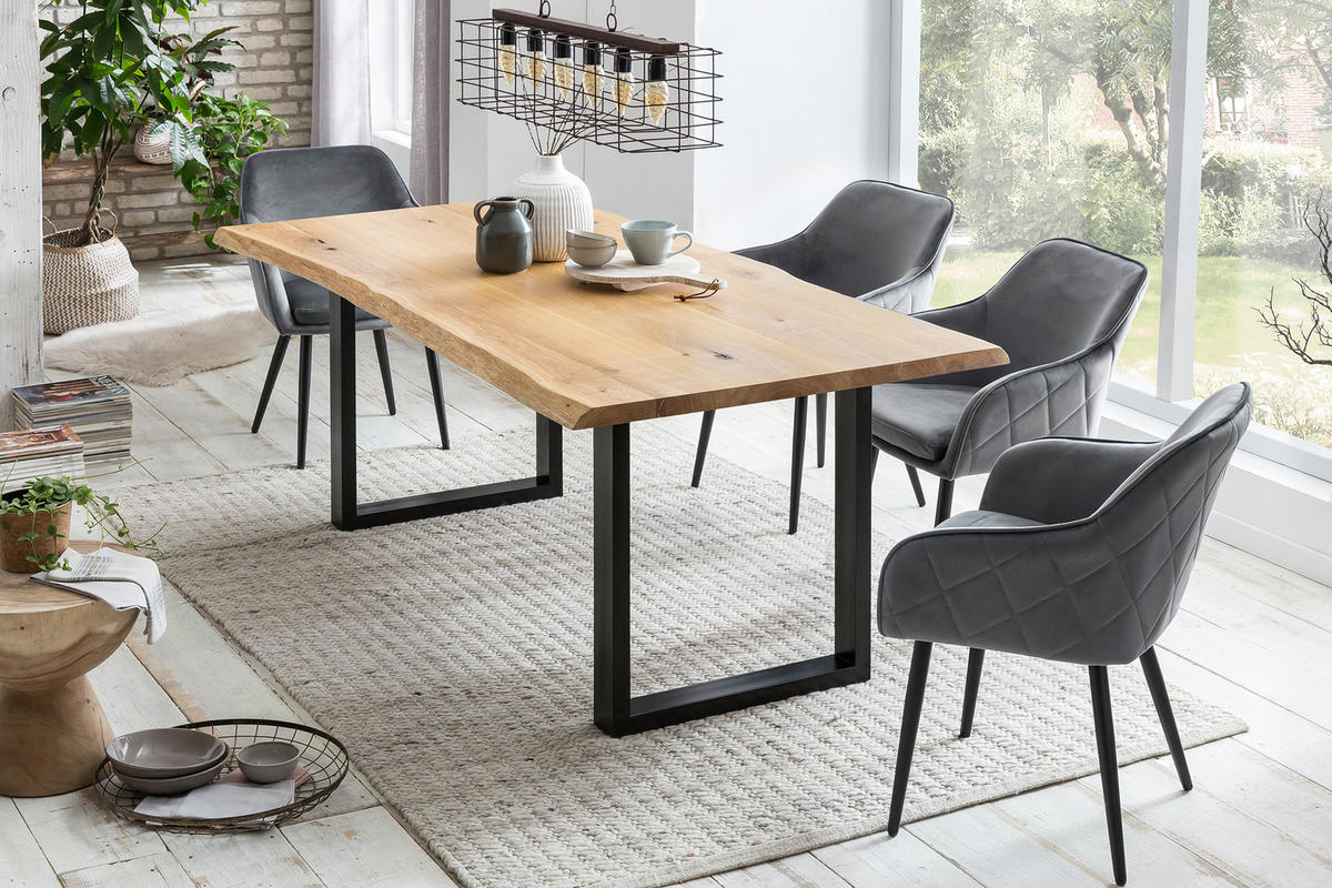 ESSTISCH in Holz 240/100/75 cm  - Schwarz/Naturfarben, MODERN, Holz/Metall (240/100/75cm) - Livetastic