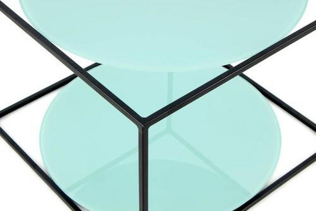 BEISTELLTISCH in Metall, Glas 50/50/36 cm  - Schwarz/Grün, Basics, Glas/Metall (50/50/36cm) - Kayoom