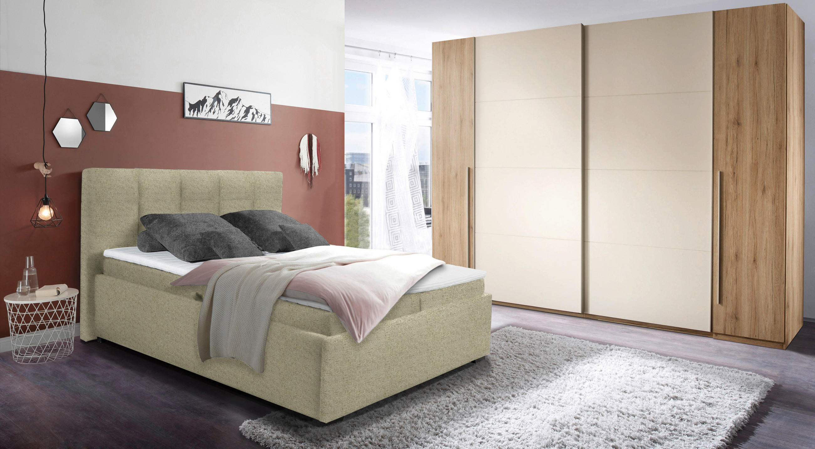 POLSTERBETT Matratze, Bettkasten, Topper Hellgrün 180/200 cm  - Graphitfarben/Schwarz, KONVENTIONELL, Kunststoff/Textil (180/200cm) - Esposa