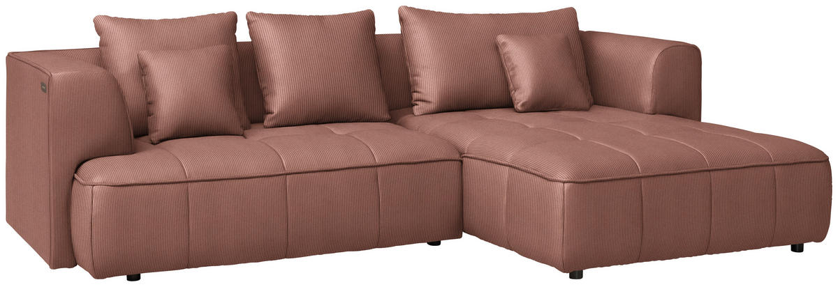 ECKSOFA  in Feincord Braun Zierkissen, Rückenkissen  288/188 cm  - Schwarz/Braun, Design, Kunststoff/Textil (288/188cm) - Welnova