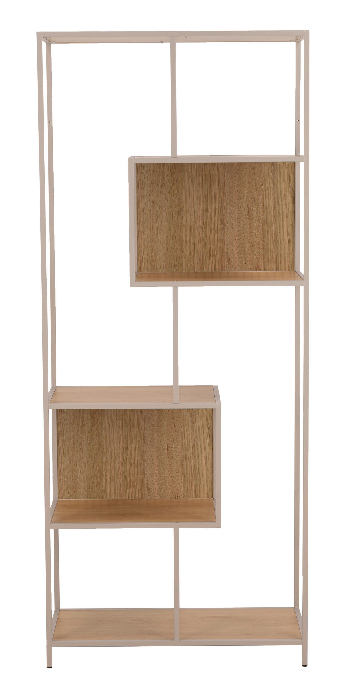 REGAL Grau, Eichefarben  - Eichefarben/Grau, MODERN, Holzwerkstoff/Metall (77/185/35cm) - Xora