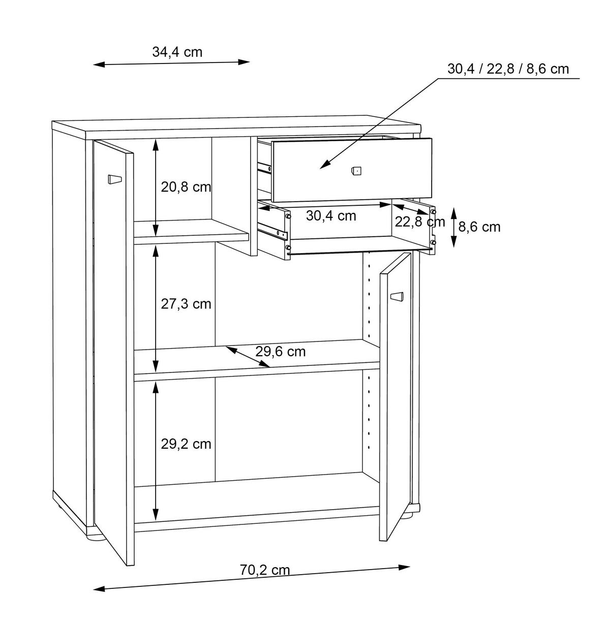 KOMMODE 73,7/85,5/34,8 cm  in Dunkelbraun, Graubraun  - Dunkelbraun/Graubraun, Design, Holzwerkstoff (73,7/85,5/34,8cm)