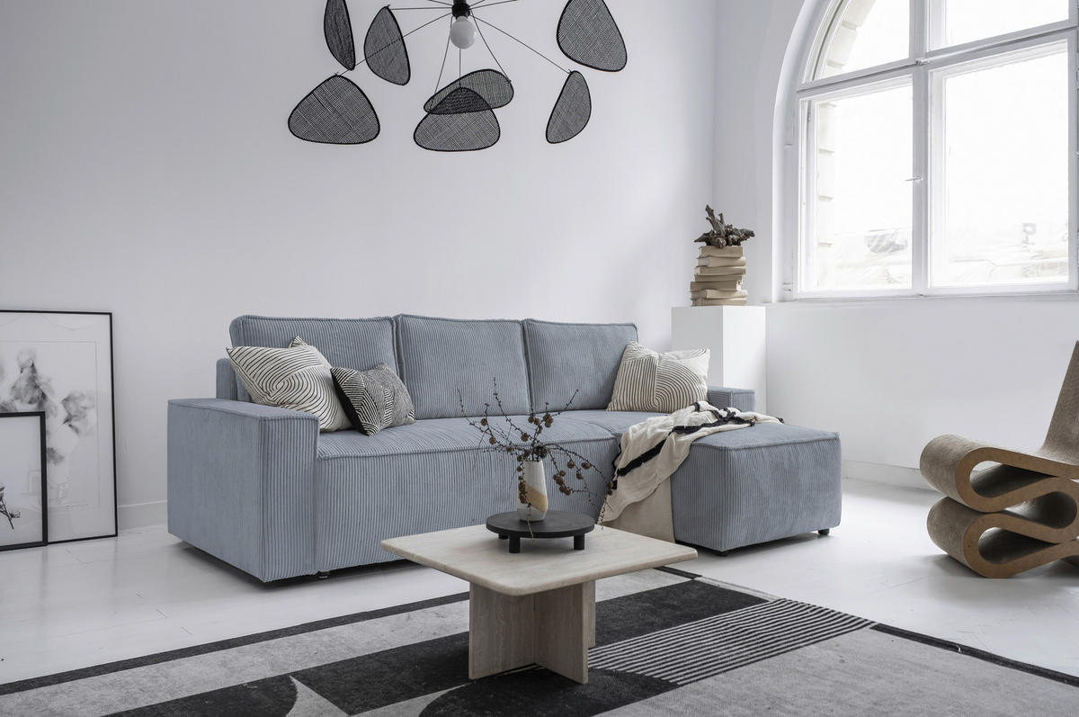 HÖRNSOFFA i manchester ljusgrå  - ljusgrå/svart, Design, textil/plast (250/156cm) - MID.YOU