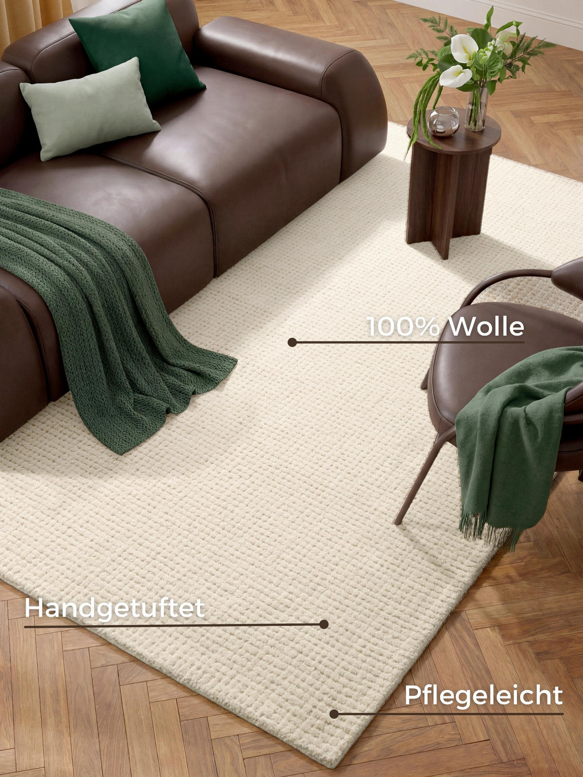 WOLLTEPPICH Wohnzimmer 80/150 cm Eloise Creme rechteckig  - Creme, Basics, Textil (80/150cm) - Hanse Home