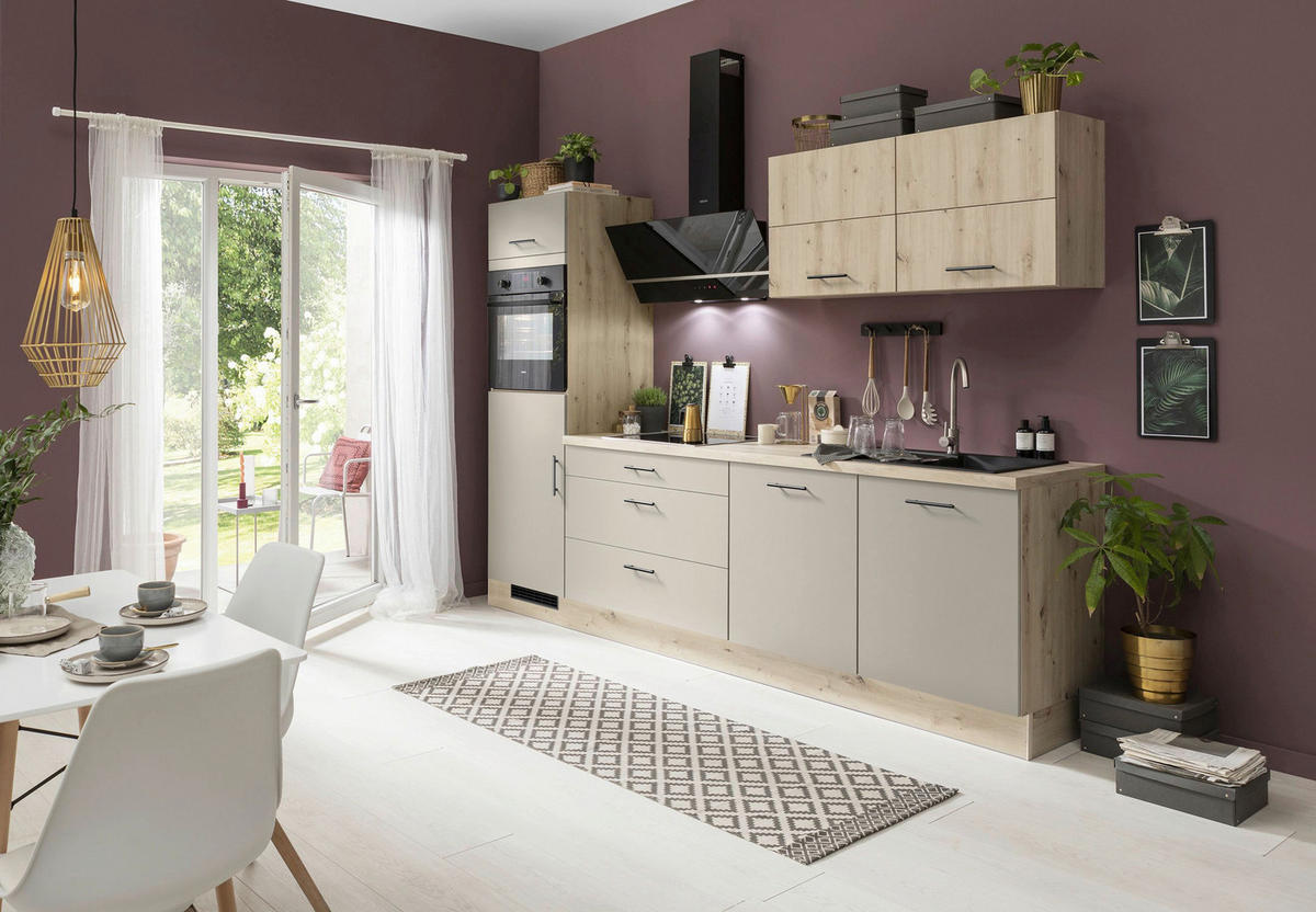 KÜCHENLEERBLOCK 280 cm   Eichefarben, Hellgrau  - Eichefarben/Hellgrau, Basics, Holzwerkstoff/Metall (280cm) - Impuls