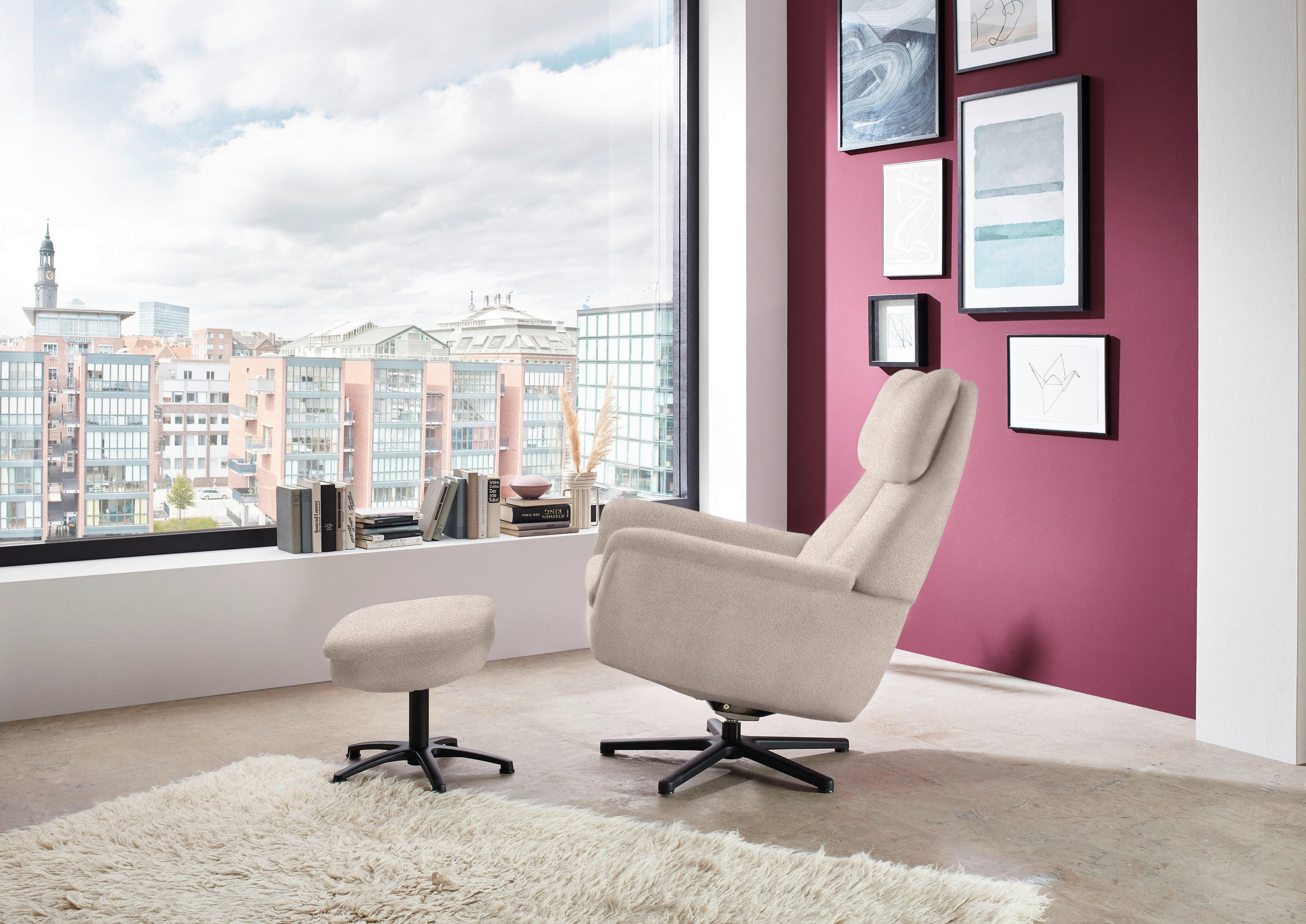 RELAXSESSEL in Textil Taupe  - Taupe/Schwarz, Design, Textil/Metall (79/108/89cm) - Beldomo Style