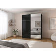 SCHWEBETÜRENSCHRANK 181/223/68 cm 2-türig Schwarz  - Chromfarben/Schwarz, KONVENTIONELL, Glas/Holzwerkstoff (181/223/68cm) - Novel