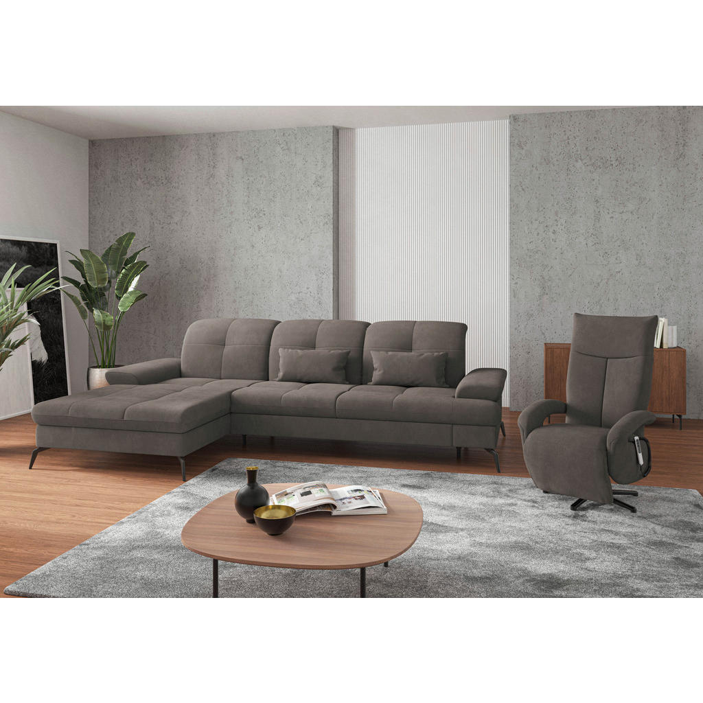 Thumbnail - Sit & More Ecksofa, Schlamm, Textil, 4,5-Sitzer, Ottomane links, L-Form, 279x185 cm, Goldenes M, Oeko-Tex® Standard 100,...
