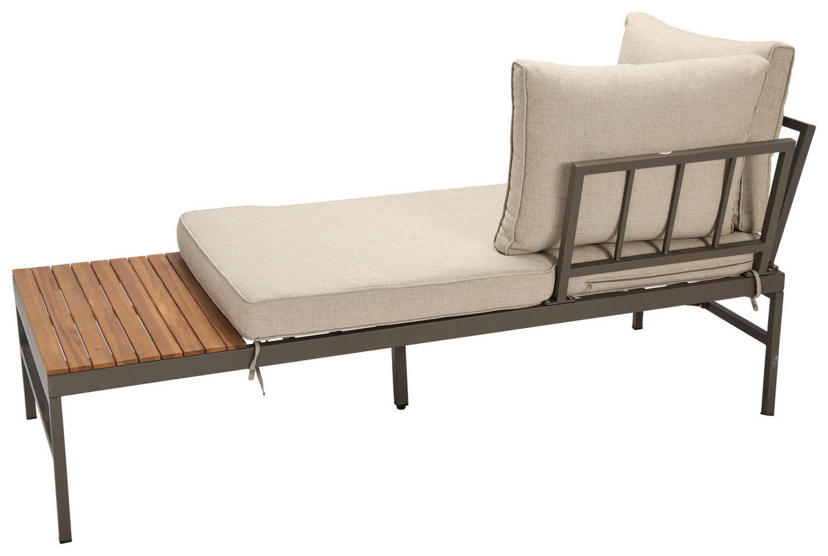 LOUNGEGARNITUR   57/35/57 cm Akazie vollmassiv Aluminium  - Beige/Beigebraun, MODERN, Holz/Textil (57/35/57cm) - Ambia Garden