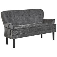 SITZBANK in Holz, Textil Grau, Schwarz  - Schwarz/Grau, Lifestyle, Holz/Textil (180/91/75cm) - Valdera