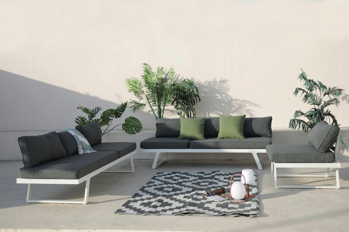 LOUNGEGARNITUR   Stahl  - Weiß/Grau, Design, Kunststoff/Metall - Livetastic