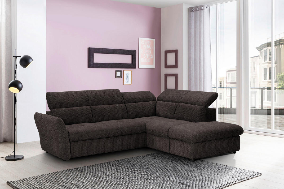 ECKSOFA in Mikrofaser Grau  - Schwarz/Grau, Design, Kunststoff/Textil (254/224cm) - Livetastic