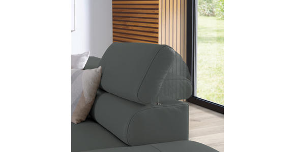 ECKSOFA in Echtleder Grau 270/220 cm - Schwarz/Grau, Design, Leder/Metall (270/220cm) - Novel