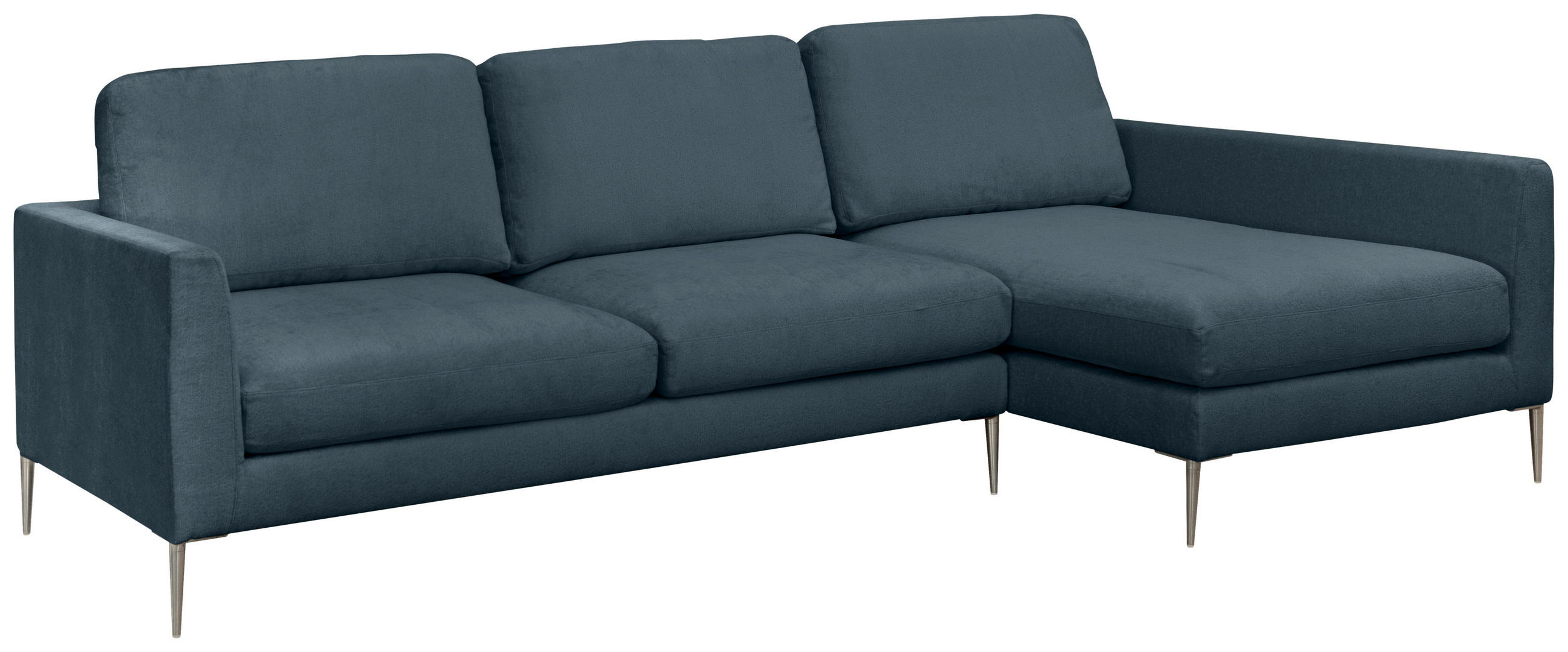 ECKSOFA Dunkelgrau Chenille  - Dunkelgrau/Silberfarben, KONVENTIONELL, Textil/Metall (284/143cm) - Carryhome