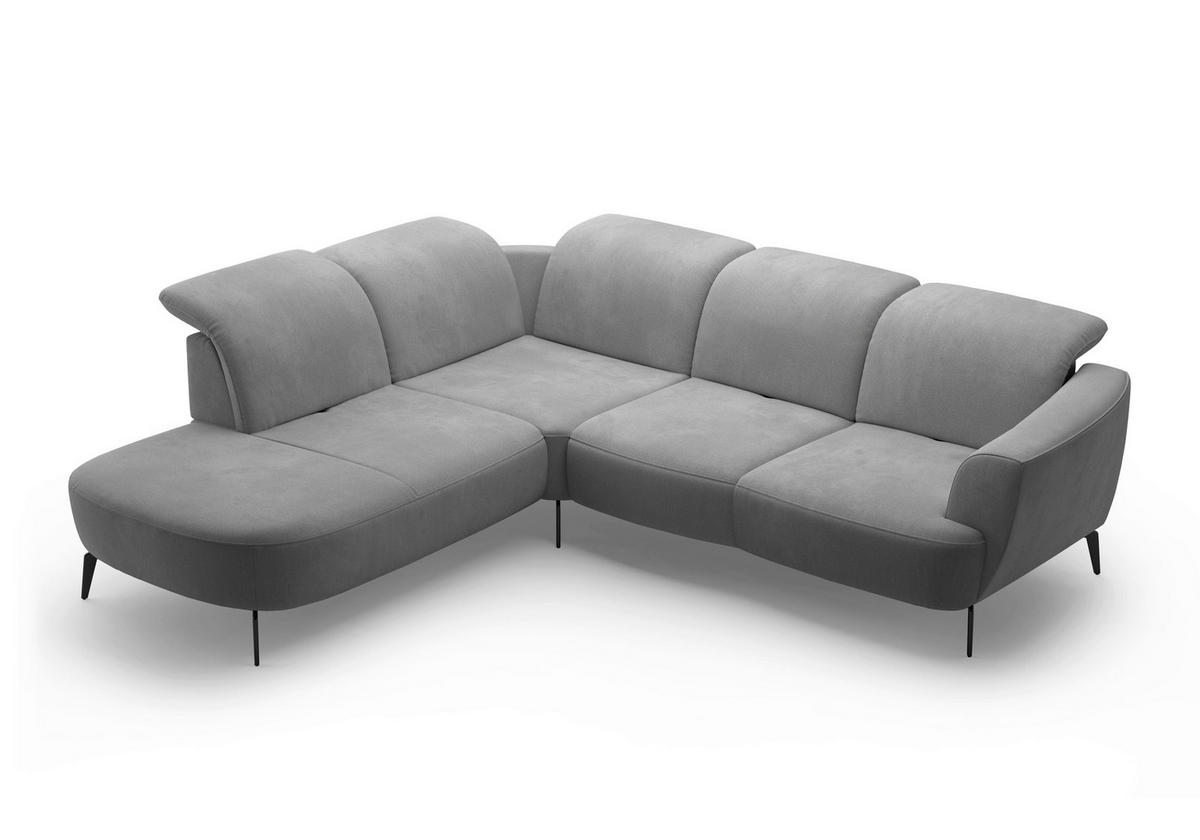 ECKSOFA in Flachgewebe Grau  267/300 cm  - Schwarz/Grau, KONVENTIONELL, Textil/Metall (267/300cm) - Sit & More