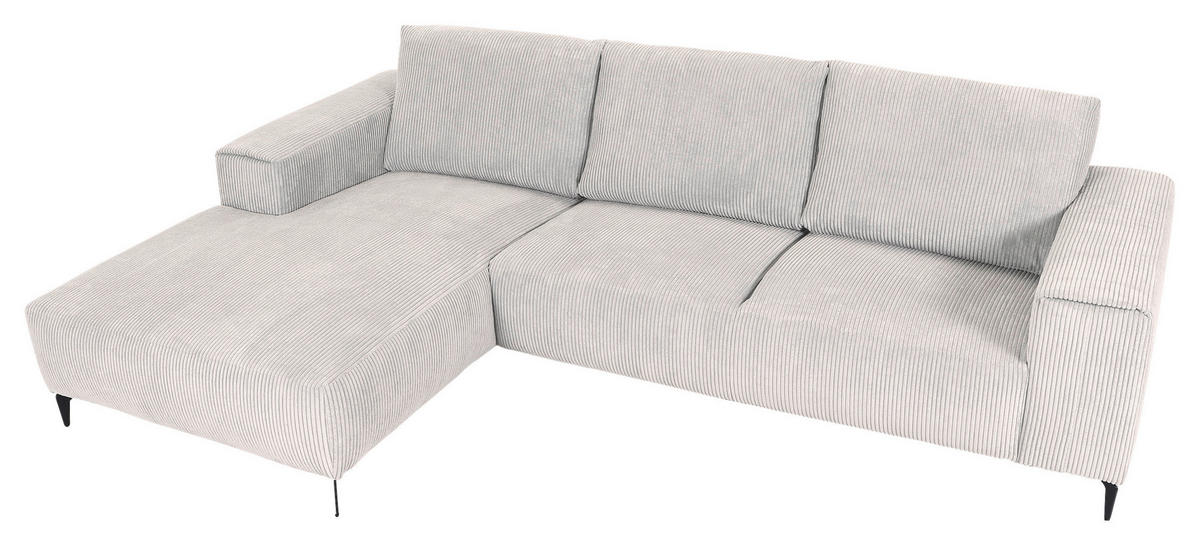 ECKSOFA in Cord Naturfarben  - Schwarz/Naturfarben, Konventionell, Textil/Metall (170/285cm) - Carryhome