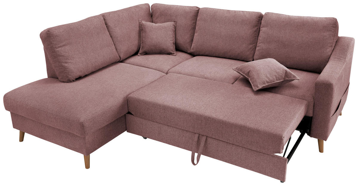 ECKSOFA Struktur Rosa  - Naturfarben/Rosa, Konventionell, Holz/Textil (200/230cm) - P & B