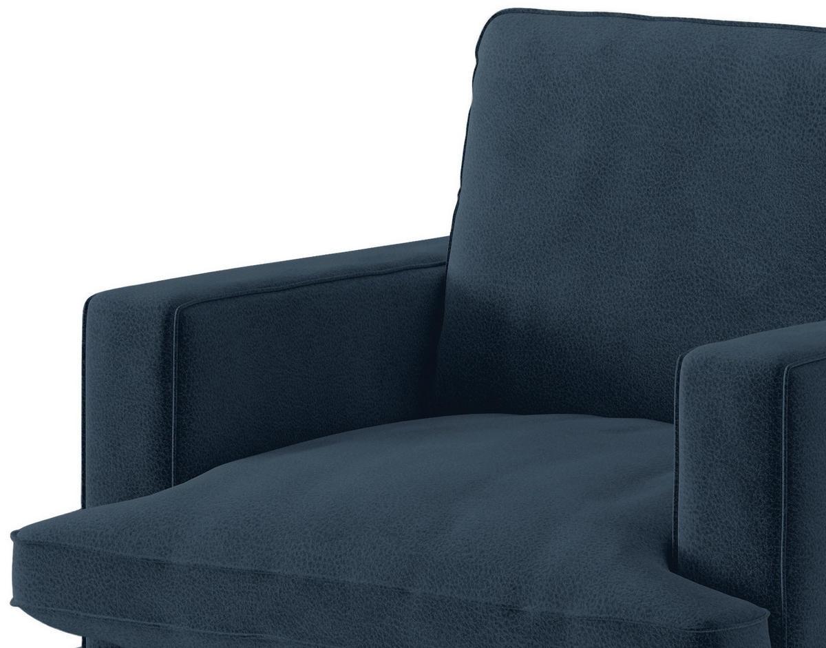 SITZGARNITUR in Flachgewebe Dunkelblau  - Schwarz/Dunkelblau, Design, Textil/Metall (202/250cm) - Livetastic