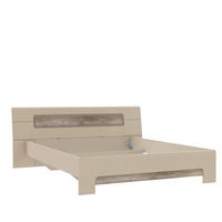 Pat 160x200 Cm, 160/200 cm, culoare lemn stejar, bej - bej/culoare lemn stejar, Design, material pe bază de lemn (160/200cm) - Hom`in