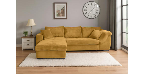 ECKSOFA  in Cord Senfgelb  - Senfgelb/Schwarz, KONVENTIONELL, Textil/Metall (168/258cm) - Carryhome