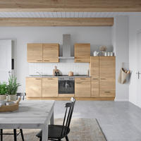 KÜCHENBLOCK 330 cm   in Eichefarben, Schieferfarben  - Schieferfarben/Eichefarben, MODERN, Holzwerkstoff/Metall (330cm) - Nobilia