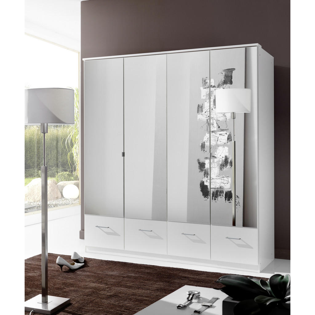 Thumbnail - Mid.you Drehtürenschrank Wimex Imago, Weiß, Glas, Holzwerkstoff, 3 Fächer, 4 Schubladen, 180x199.5x58 cm, BQ - Bündnis f...