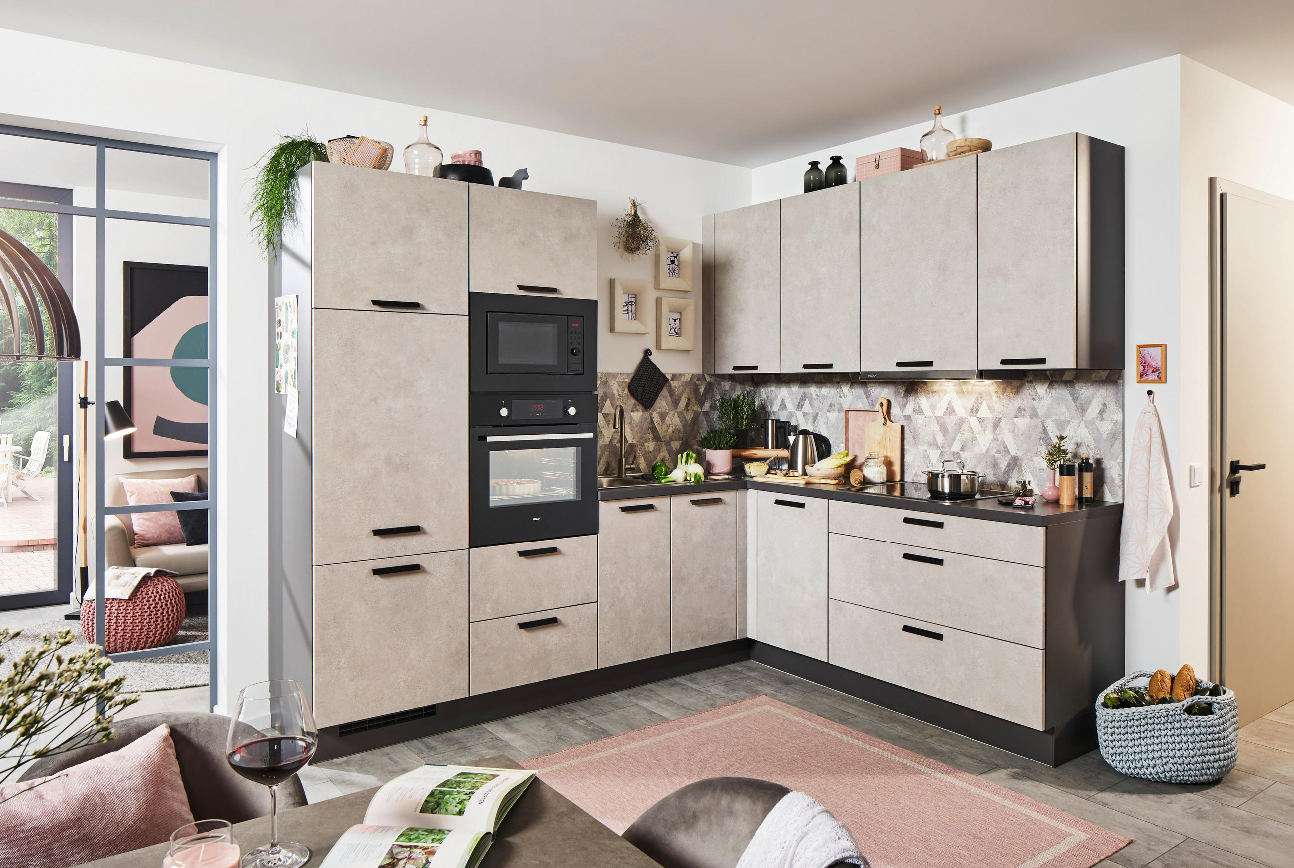 EINBAUKÜCHE   - Grau, Design, Holzwerkstoff - Celina